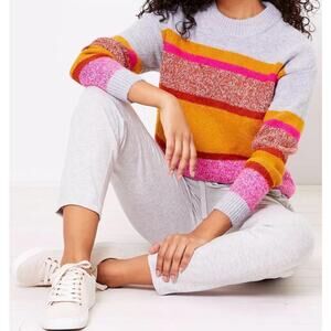 LOFT Lou & Grey Multicolor Striped Crew Neck Pullover Knit Sweater Size Medium